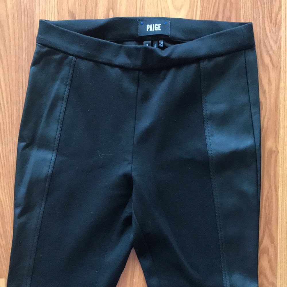 Paige Black Faux Leather Stripe Leggings Small
